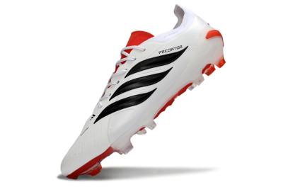 Men's Adidas Predator 26 Elite FG Firm Ground Low-Tops Football Boots - White/Vibrant Red/Black