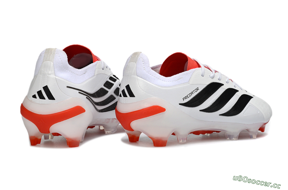 Men's Adidas Predator 26 Elite FG Firm Ground Low-Tops Football Boots - White/Vibrant Red/Black 6