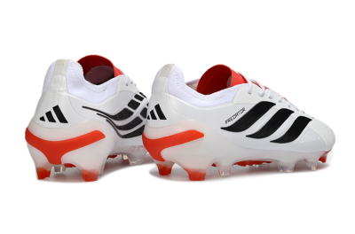 Men's Adidas Predator 26 Elite FG Firm Ground Low-Tops Football Boots - White/Vibrant Red/Black