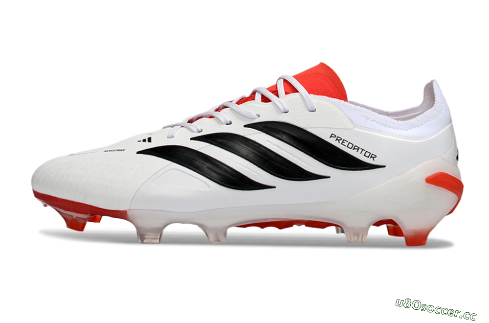 Men's Adidas Predator 26 Elite FG Firm Ground Low-Tops Football Boots - White/Vibrant Red/Black 0