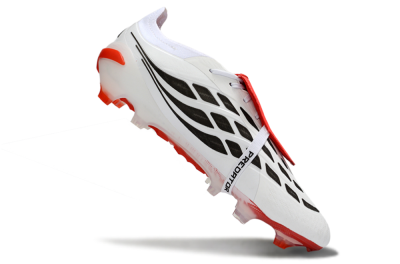 Men's Adidas Predator 26 Elite Fold-Over Tongue FG Firm Ground Low-Tops Football Boots - White/Fiery Red/Black