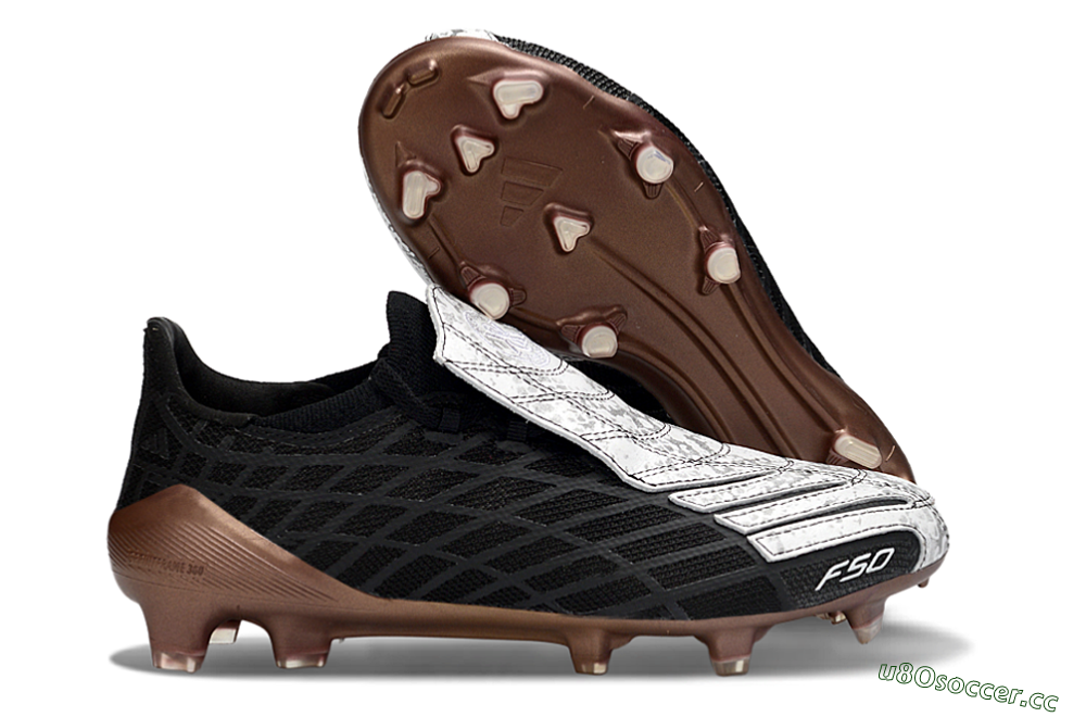 Unisex Adidas F50 Spider Elite FG Firm Ground Low-Tops Football Boots - Black/Metallic Brown/White 2
