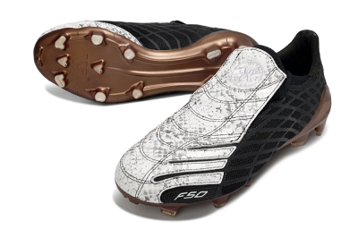 Unisex Adidas F50 Spider Elite FG Firm Ground Low-Tops Football Boots - Black/Metallic Brown/White