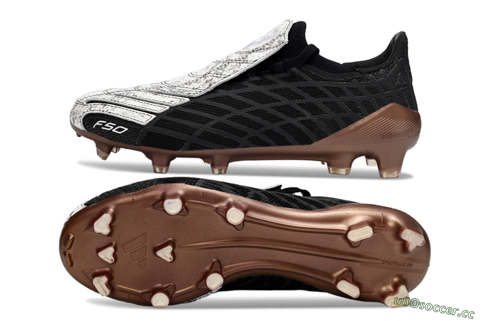 Unisex Adidas F50 Spider Elite FG Firm Ground Low-Tops Football Boots - Black/Metallic Brown/White 1