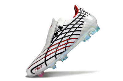 Unisex Adidas F50 Spider Elite FG Firm Ground Low-Tops Football Boots - White/Dynamic Red/Black