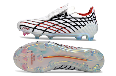 Unisex Adidas F50 Spider Elite FG Firm Ground Low-Tops Football Boots - White/Dynamic Red/Black