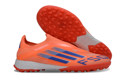 Unisex Adidas F50 Elite Laceless TF Artificial Turf Low-Tops Football Shoes - Peach/Coral Burst/Deep Ocean