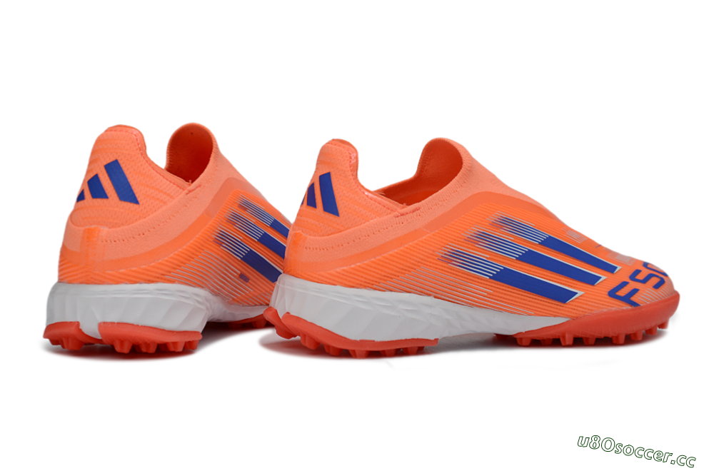 Unisex Adidas F50 Elite Laceless TF Artificial Turf Low-Tops Football Shoes - Peach/Coral Burst/Deep Ocean 6