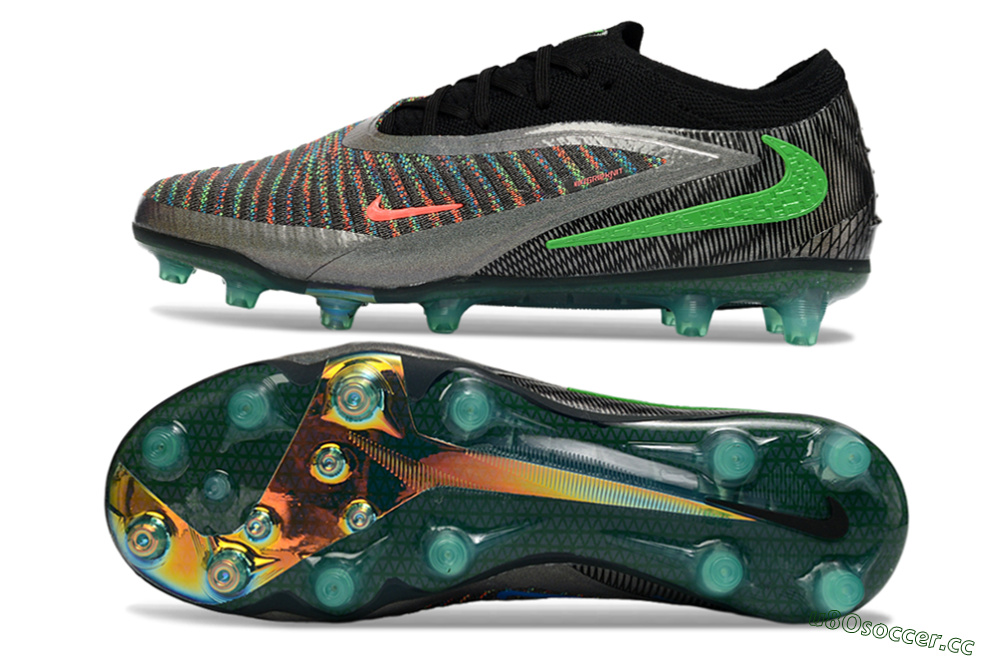 Unisex Nike Phantom 6 Elite AG Artificial Grass Low-Tops Football Boots - Black/Grey/Silver 1
