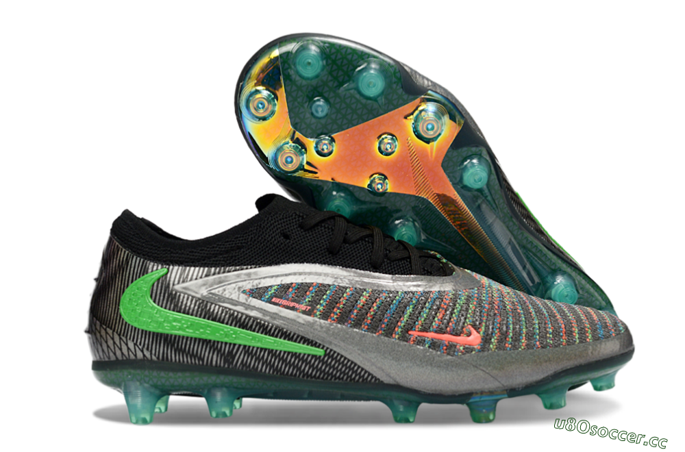 Unisex Nike Phantom 6 Elite AG Artificial Grass Low-Tops Football Boots - Black/Grey/Silver 2