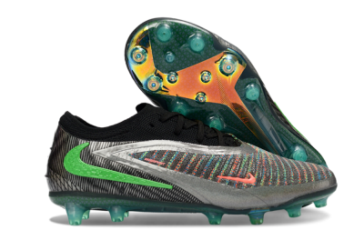 Unisex Nike Phantom 6 Elite AG Artificial Grass Low-Tops Football Boots - Black/Grey/Silver