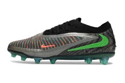 Unisex Nike Phantom 6 Elite AG Artificial Grass Low-Tops Football Boots - Black/Grey/Silver
