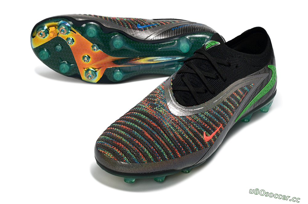 Unisex Nike Phantom 6 Elite AG Artificial Grass Low-Tops Football Boots - Black/Grey/Silver 3