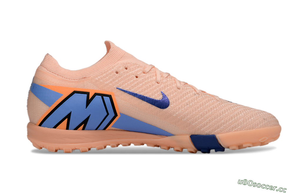 Unisex Nike Air Zoom Mercurial Vapor 16 Elite TF Artificial Turf Low-Tops Football Shoes - Peach/Navy Blue/Light Orange 7