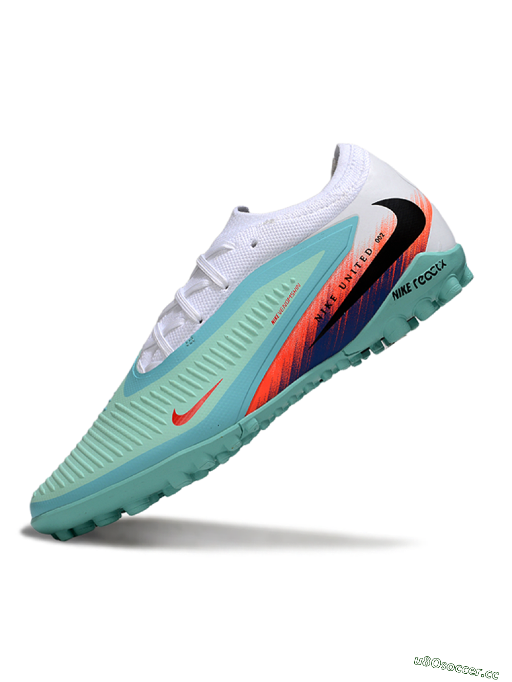 Unisex Nike Phantom 6 Elite Low TF Artificial Turf Low-Tops Football Shoes - Aqua/Coral Blue/Neon Orange 5