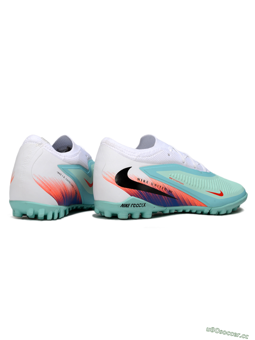 Unisex Nike Phantom 6 Elite Low TF Artificial Turf Low-Tops Football Shoes - Aqua/Coral Blue/Neon Orange 6