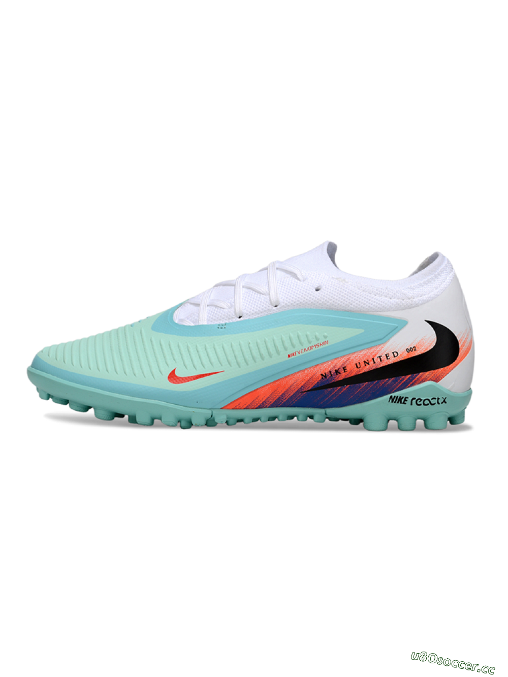 Unisex Nike Phantom 6 Elite Low TF Artificial Turf Low-Tops Football Shoes - Aqua/Coral Blue/Neon Orange 0