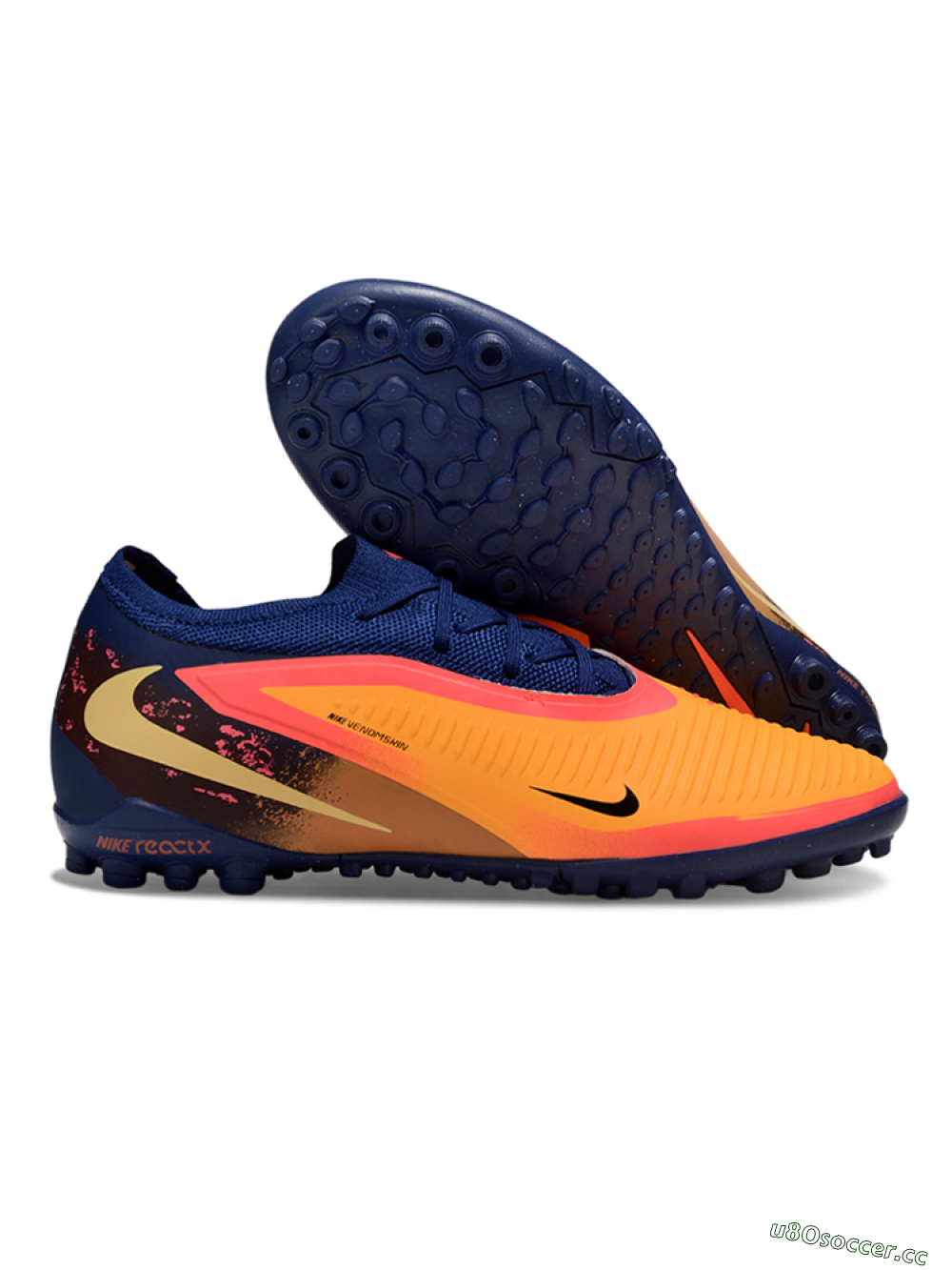 Unisex Nike Phantom 6 Elite Low TF Artificial Turf Low-Tops Football Shoes - Orange/Deep Blue/Flame Pink 2