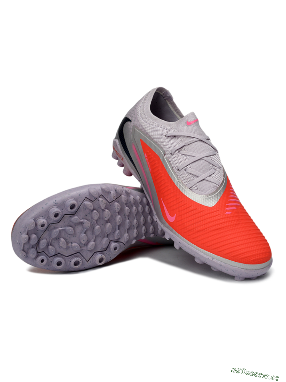 Unisex Nike Phantom 6 Elite Low TF Artificial Turf Low-Tops Football Shoes - Pink/Fiery Coral/Sleek Grey 3