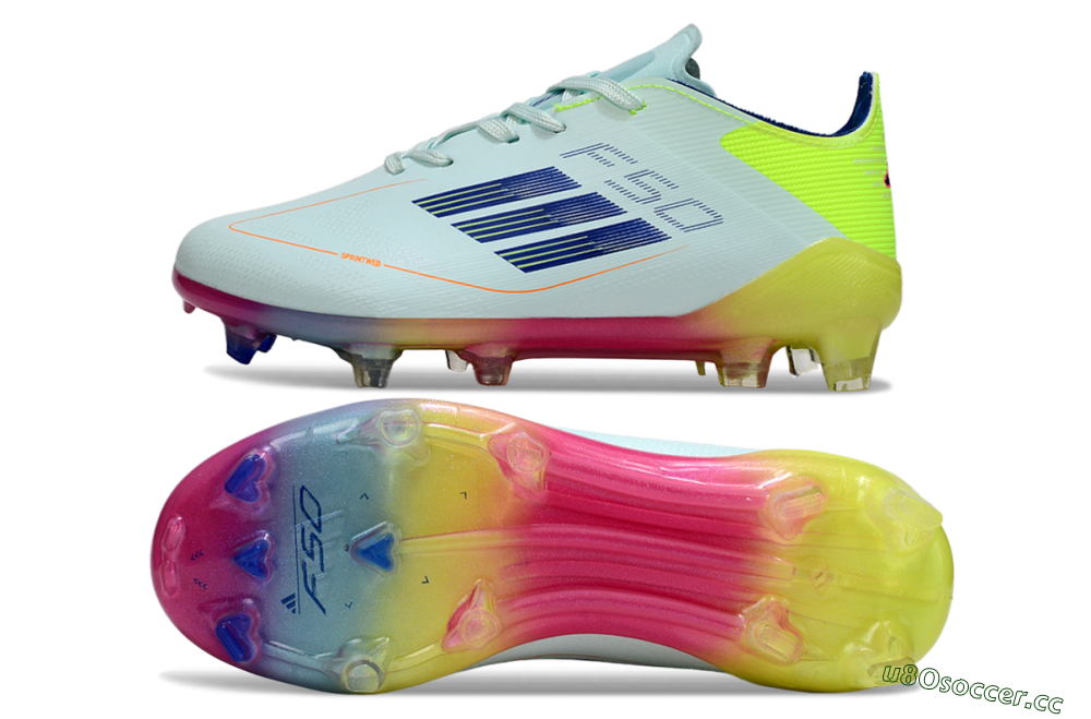 Kids Adidas F50 Elite FG Firm Ground Low-Tops Football Boots - White/Neon Yellow/Coral Pink 1