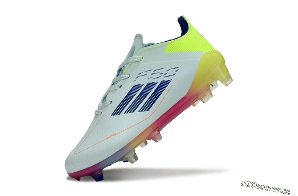 Kids Adidas F50 Elite FG Firm Ground Low-Tops Football Boots - White/Neon Yellow/Coral Pink 4