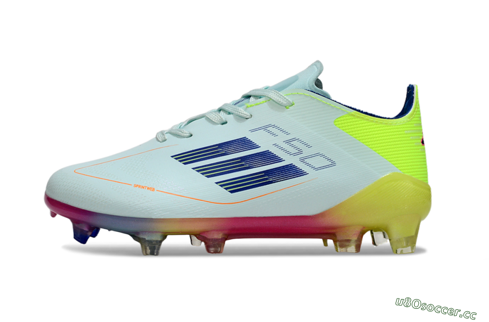 Kids Adidas F50 Elite FG Firm Ground Low-Tops Football Boots - White/Neon Yellow/Coral Pink 2