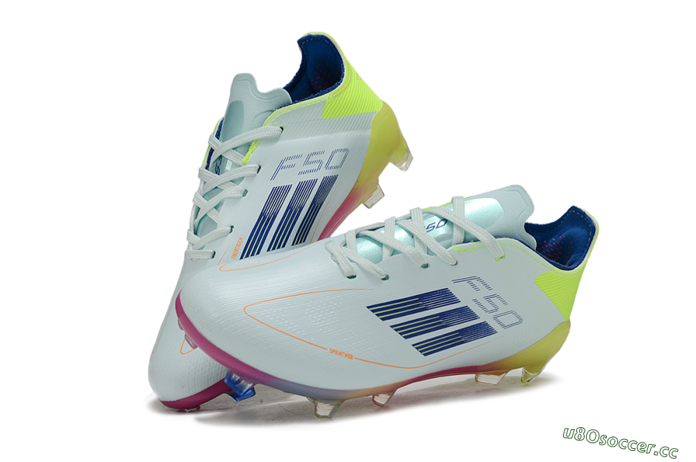 Kids Adidas F50 Elite FG Firm Ground Low-Tops Football Boots - White/Neon Yellow/Coral Pink 0