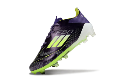 Kids Adidas F50 Elite FG Firm Ground Low-Tops Football Boots - Purple/Lime Green/Dark Purple