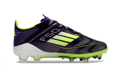 Kids Adidas F50 Elite FG Firm Ground Low-Tops Football Boots - Purple/Lime Green/Dark Purple
