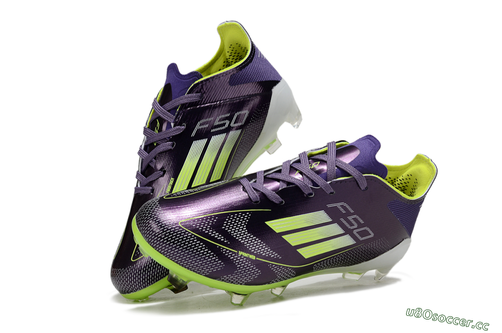 Kids Adidas F50 Elite FG Firm Ground Low-Tops Football Boots - Purple/Lime Green/Dark Purple 0