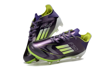 Kids Adidas F50 Elite FG Firm Ground Low-Tops Football Boots - Purple/Lime Green/Dark Purple