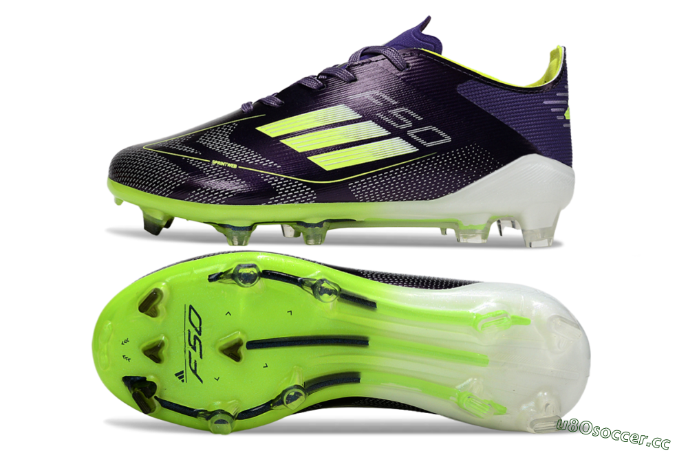 Kids Adidas F50 Elite FG Firm Ground Low-Tops Football Boots - Purple/Lime Green/Dark Purple 1