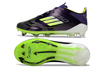 Kids Adidas F50 Elite FG Firm Ground Low-Tops Football Boots - Purple/Lime Green/Dark Purple