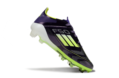 Kids Adidas F50 Elite FG Firm Ground Low-Tops Football Boots - Purple/Lime Green/Dark Purple