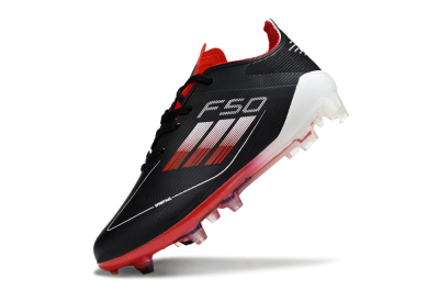 Kids Adidas F50 Elite FG Firm Ground Low-Tops Football Boots - Black/Scarlet Red/White