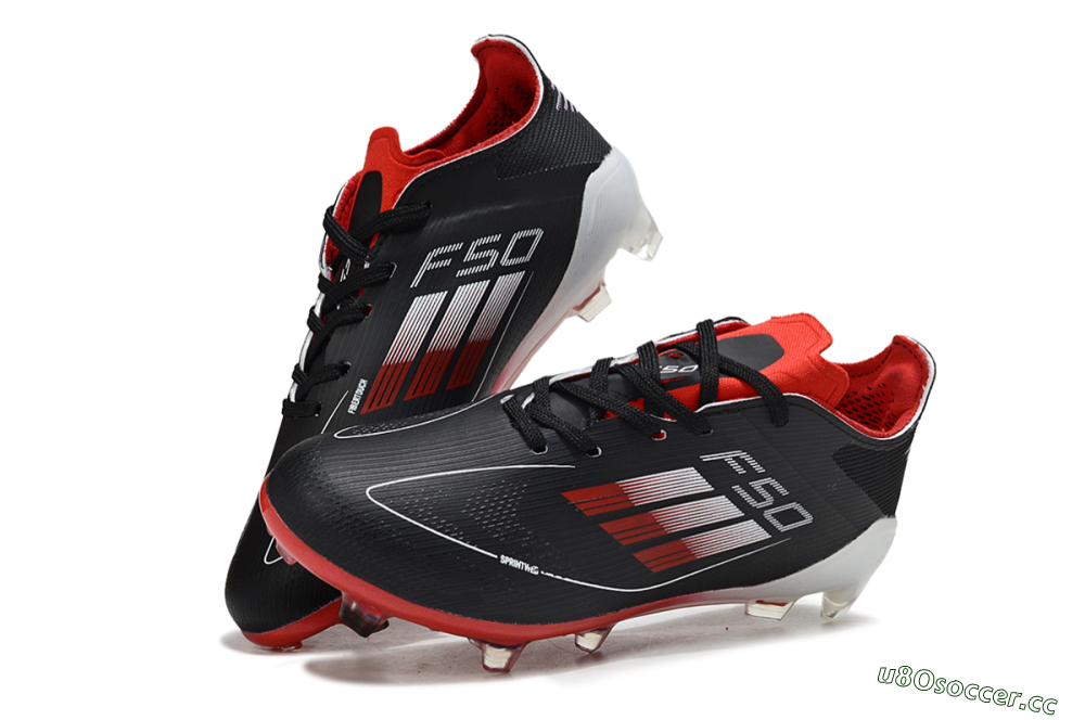 Kids Adidas F50 Elite FG Firm Ground Low-Tops Football Boots - Black/Scarlet Red/White 0