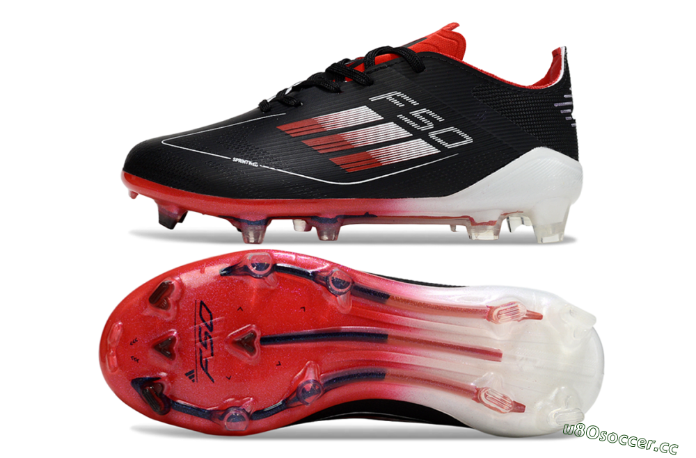 Kids Adidas F50 Elite FG Firm Ground Low-Tops Football Boots - Black/Scarlet Red/White 1