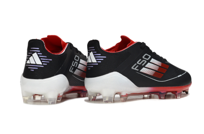 Kids Adidas F50 Elite FG Firm Ground Low-Tops Football Boots - Black/Scarlet Red/White