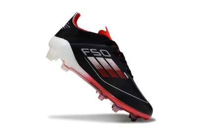 Kids Adidas F50 Elite FG Firm Ground Low-Tops Football Boots - Black/Scarlet Red/White