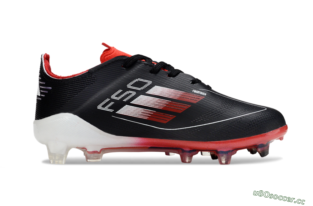 Kids Adidas F50 Elite FG Firm Ground Low-Tops Football Boots - Black/Scarlet Red/White 6