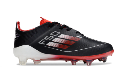 Kids Adidas F50 Elite FG Firm Ground Low-Tops Football Boots - Black/Scarlet Red/White