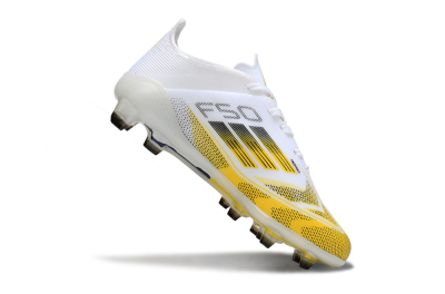 Kids Adidas F50 Elite FG Firm Ground Low-Tops Football Boots - White/Bright Yellow/White