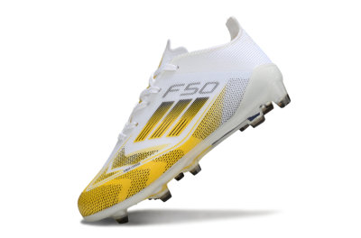 Kids Adidas F50 Elite FG Firm Ground Low-Tops Football Boots - White/Bright Yellow/White