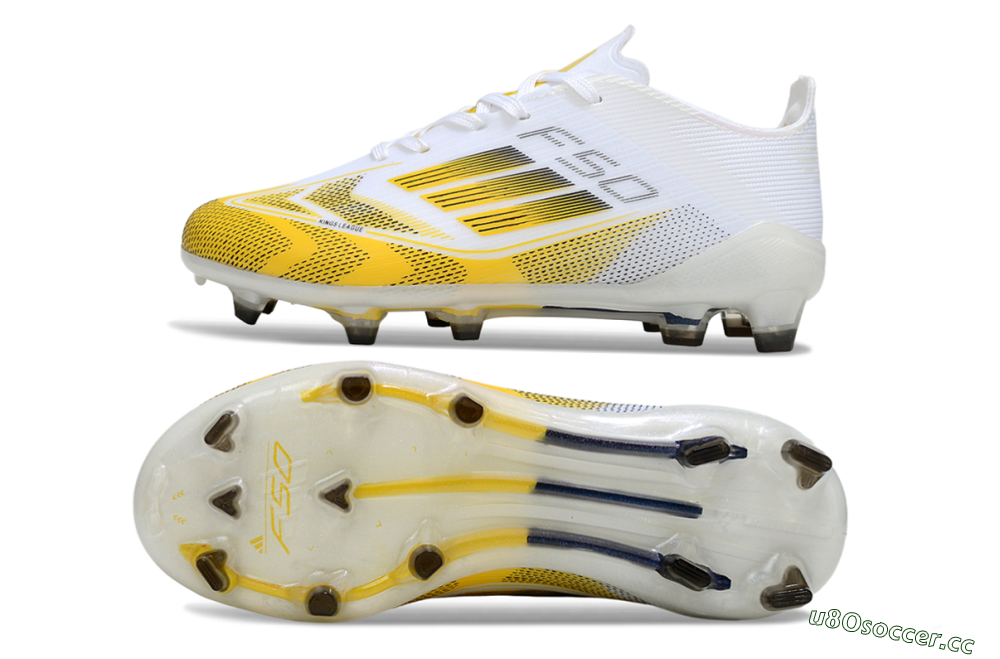 Kids Adidas F50 Elite FG Firm Ground Low-Tops Football Boots - White/Bright Yellow/White 1