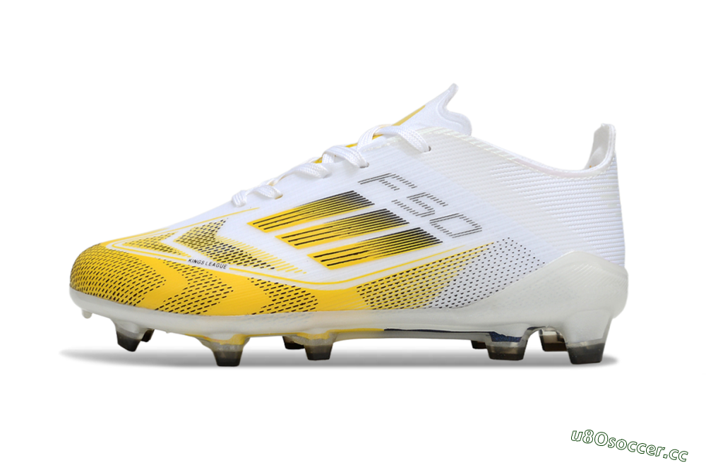 Kids Adidas F50 Elite FG Firm Ground Low-Tops Football Boots - White/Bright Yellow/White 2