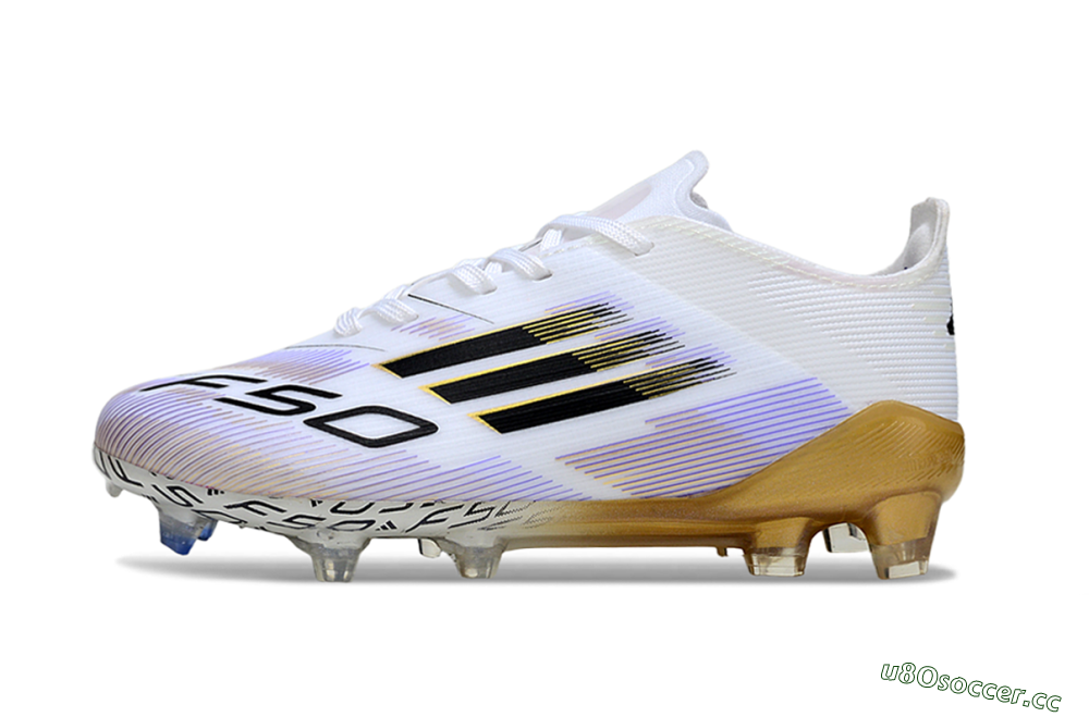 Kids Adidas F50 Elite FG Firm Ground Low-Tops Football Boots - White/Aurora Glow/Golden Aura 2