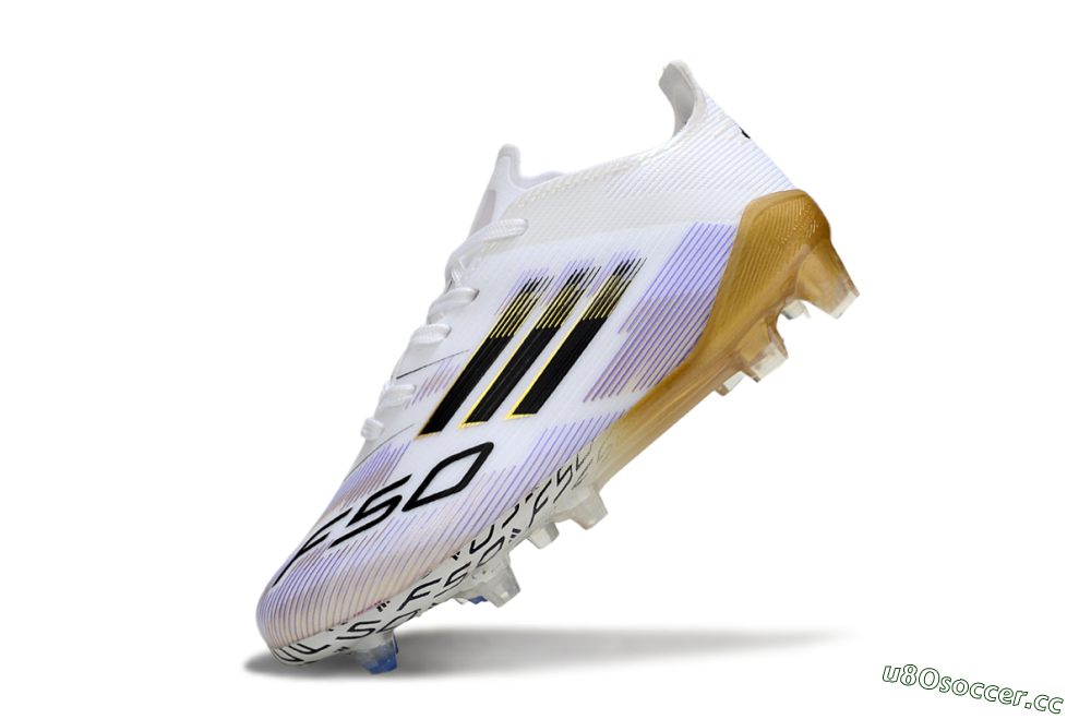 Kids Adidas F50 Elite FG Firm Ground Low-Tops Football Boots - White/Aurora Glow/Golden Aura 4