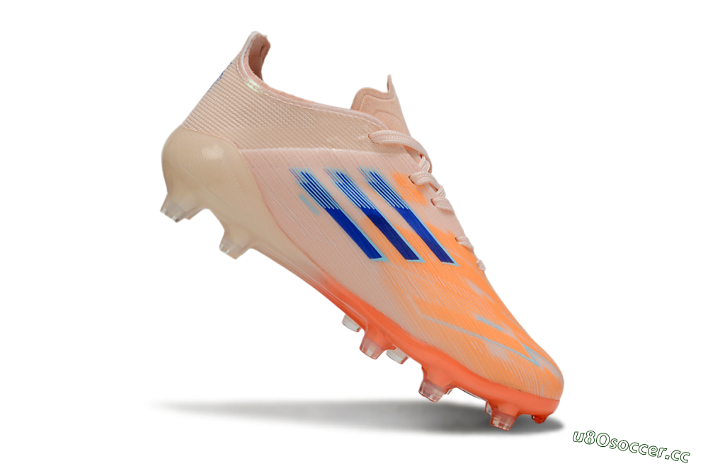 Kids Adidas F50 Elite AG Artificial Grass Low-Tops Football Boots - Peach/Vibrant Orange/Cool Blue 3