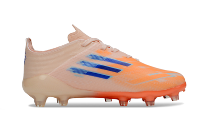Kids Adidas F50 Elite AG Artificial Grass Low-Tops Football Boots - Peach/Vibrant Orange/Cool Blue