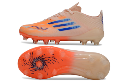 Kids Adidas F50 Elite AG Artificial Grass Low-Tops Football Boots - Peach/Vibrant Orange/Cool Blue